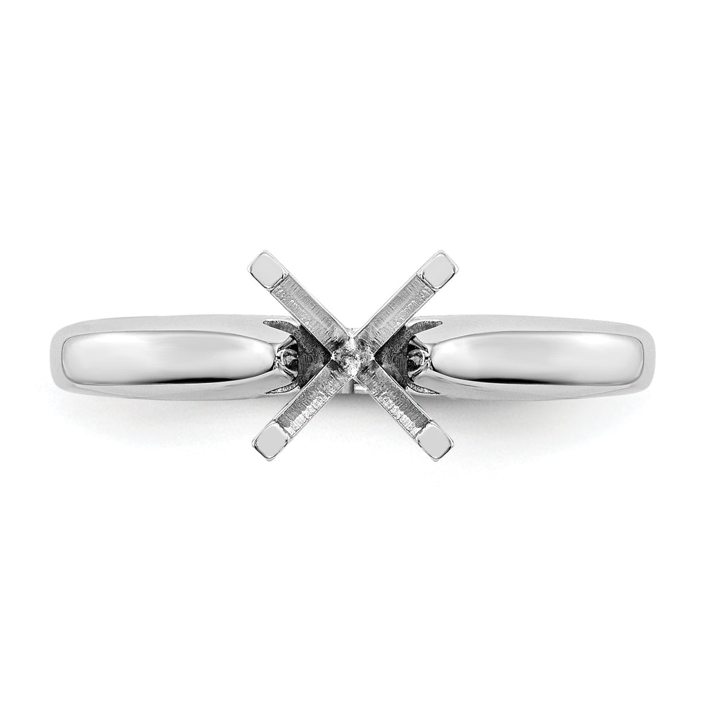 14k White Gold 3/4 carat Medium-Weight High Shoulder Airline Half-Round 4-Prong Round Solitaire Ring Mounting (No Stone Included)
