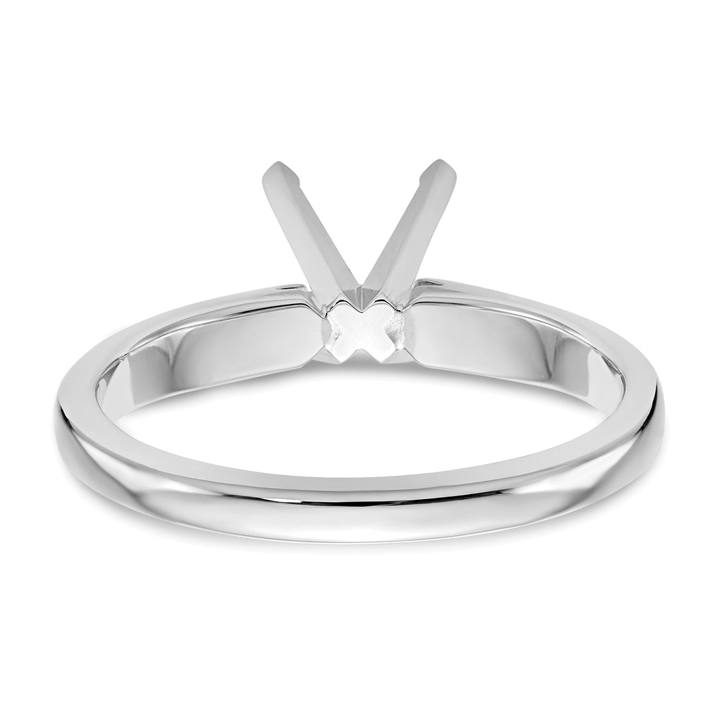 14k White Gold 1 carat Medium-Weight High Shoulder Airline Half-Round 4-Prong Round Solitaire Ring Mounting (No Stone Included)