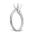 14k White Gold 5/8 carat Medium-Weight High Shoulder Airline Half-Round 4-Prong Round Solitaire Ring Mounting (No Stone Included)