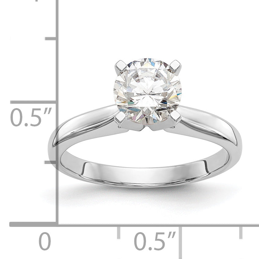 14k White Gold 5/8 carat Medium-Weight High Shoulder Airline Half-Round 4-Prong Round Solitaire Ring Mounting (No Stone Included)