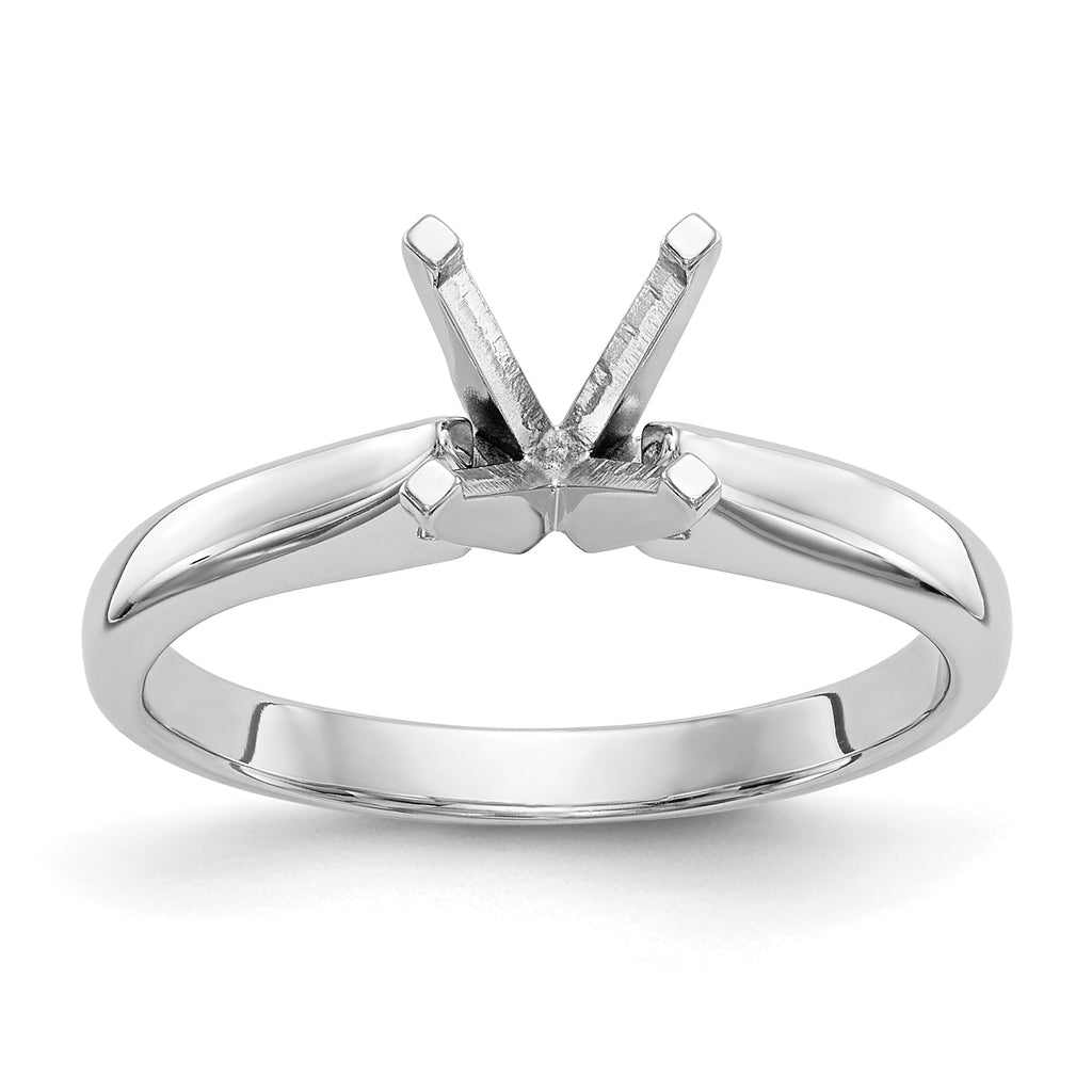 14k White Gold 1.25 carat Medium-Weight High Shoulder Airline Half-Round 4-Prong Round Solitaire Ring Mounting (No Stone Included)