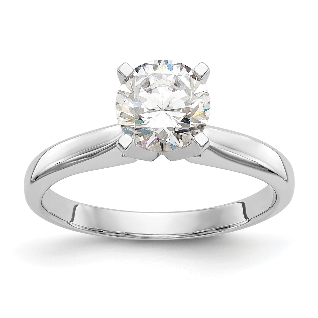 14k White Gold 3/4 carat Medium-Weight High Shoulder Airline Half-Round 4-Prong Round Solitaire Ring Mounting (No Stone Included)