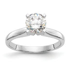 14k White Gold 2 carat Medium-Weight High Shoulder Airline Half-Round 4-Prong Round Solitaire Ring Mounting (No Stone Included)