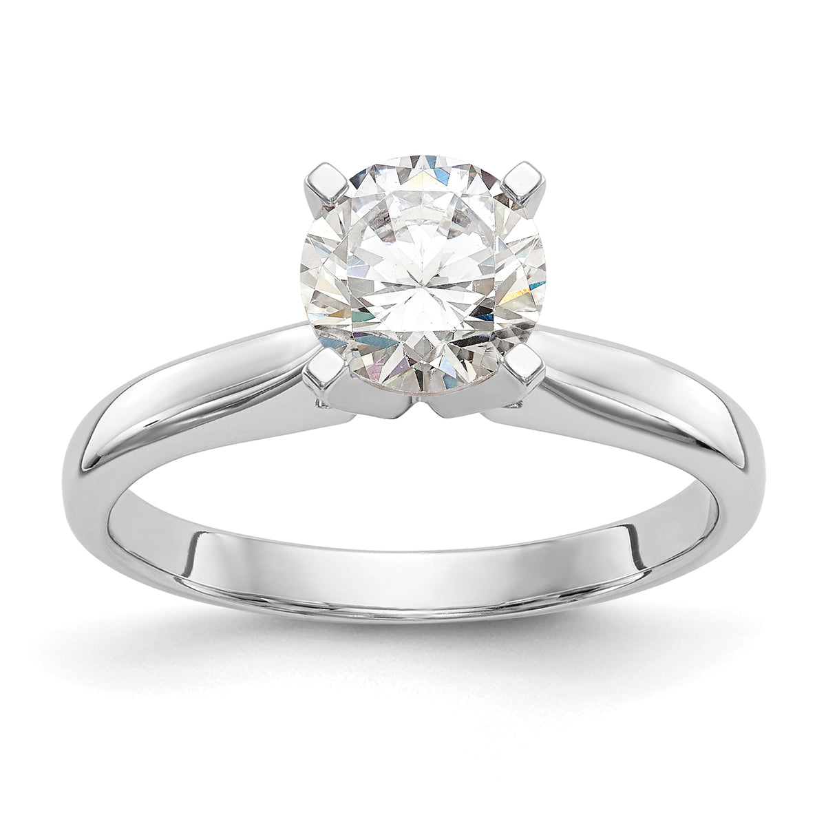 14k White Gold 1.5 carat Medium-Weight High Shoulder Airline Half-Round 4-Prong Round Solitaire Ring Mounting (No Stone Included)