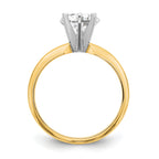 14k Two-Tone 1.5 carat Lightweight Half-Round 6-Prong Round Solitaire Ring Mounting (No Stone Included)