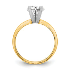 14k Two-Tone 1 carat Lightweight Half-Round 6-Prong Round Solitaire Ring Mounting (No Stone Included)