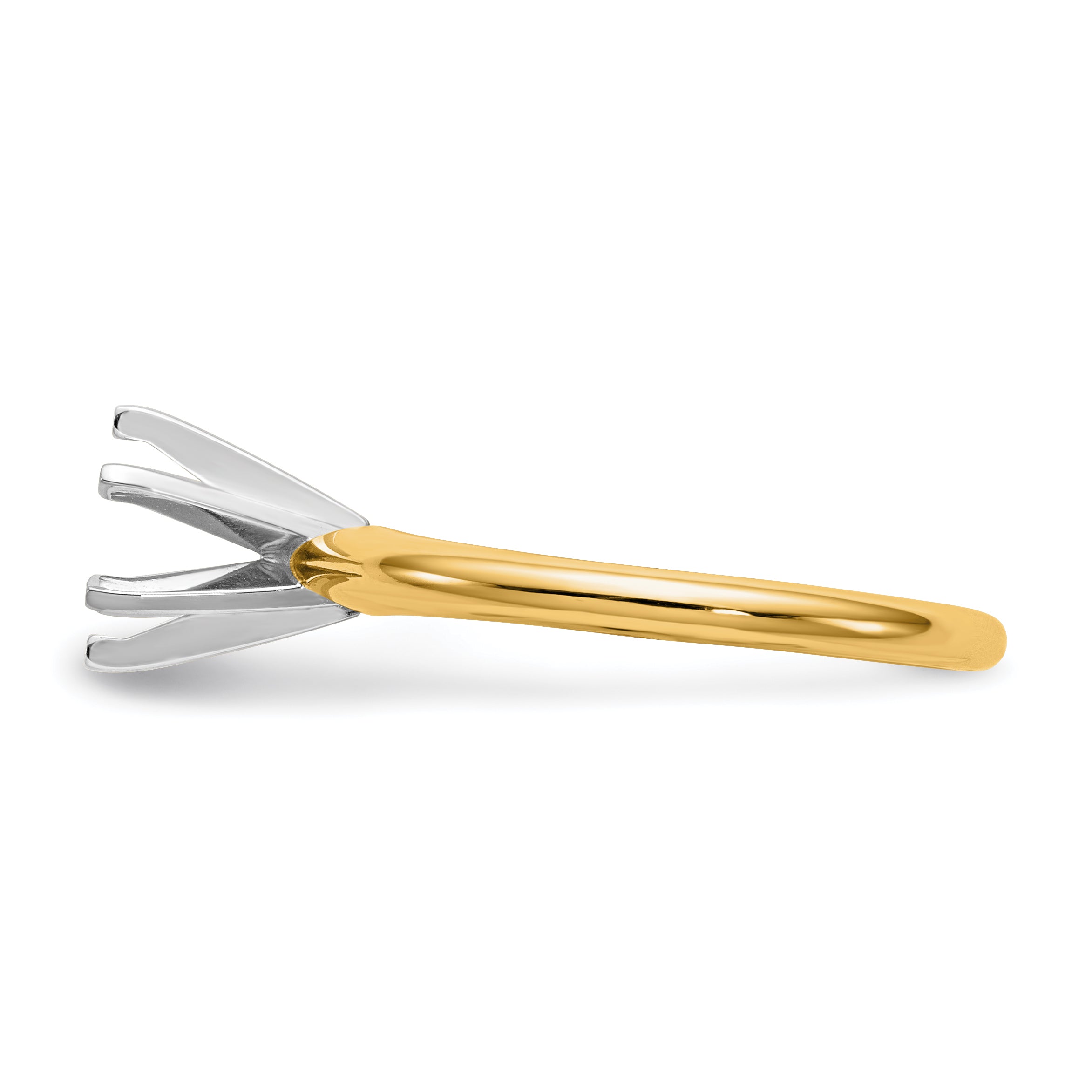 14k Two-Tone 5/8 carat Lightweight Half-Round 6-Prong Round Solitaire Ring Mounting (No Stone Included)