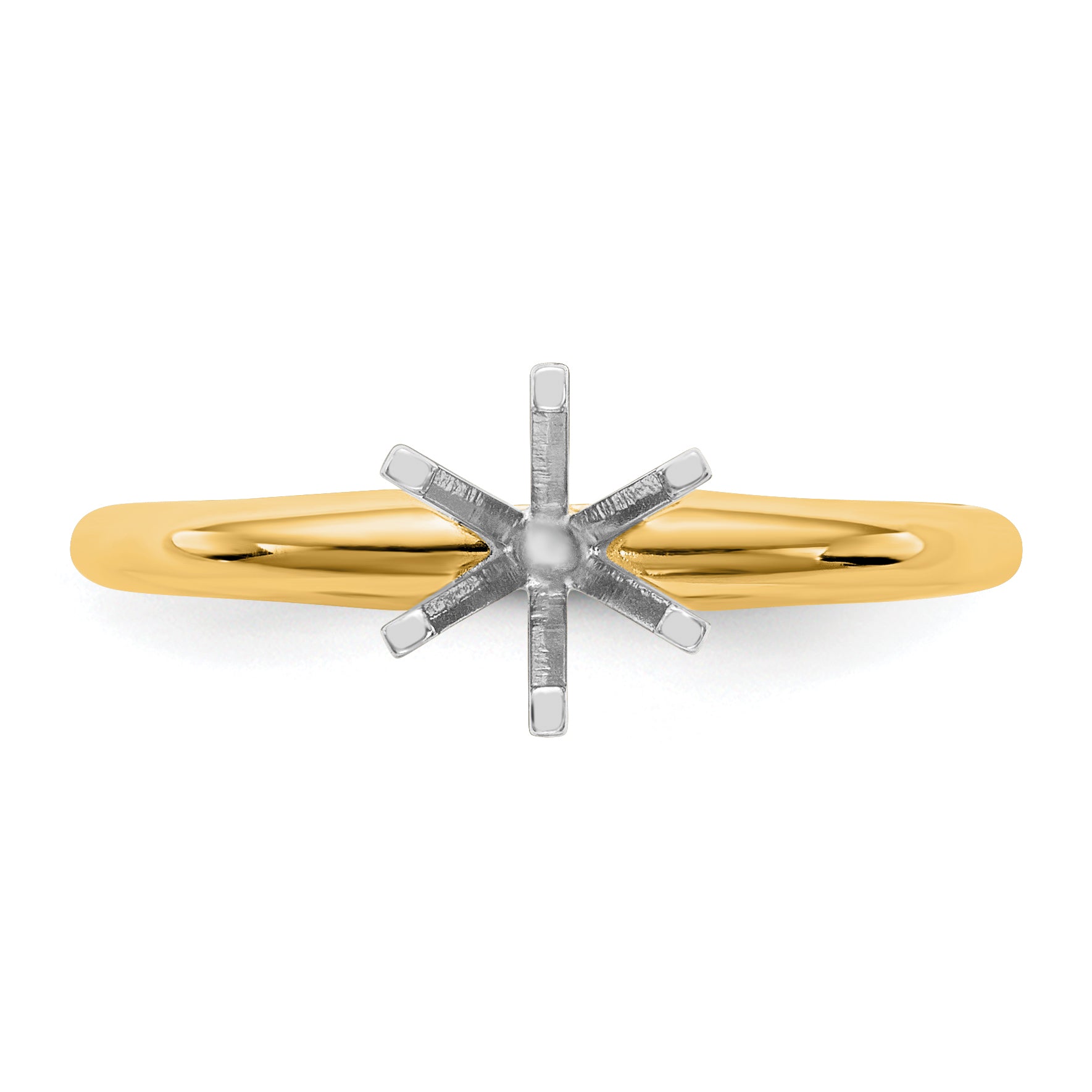 14k Two-Tone 1 carat Lightweight Half-Round 6-Prong Round Solitaire Ring Mounting (No Stone Included)