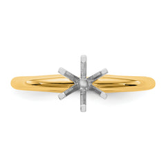 14k Two-Tone 1.5 carat Lightweight Half-Round 6-Prong Round Solitaire Ring Mounting (No Stone Included)