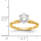 14k Two-Tone 1.5 carat Lightweight Half-Round 6-Prong Round Solitaire Ring Mounting (No Stone Included)