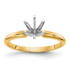 14k Two-Tone 5/8 carat Lightweight Half-Round 6-Prong Round Solitaire Ring Mounting (No Stone Included)