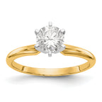 14k Two-Tone 1/4 carat Lightweight Half-Round 6-Prong Round Solitaire Ring Mounting (No Stone Included)