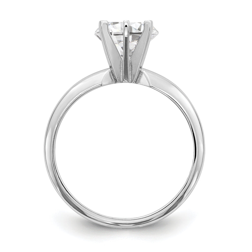 14k White Gold 1 carat Lightweight Half-Round 6-Prong Round Solitaire Ring Mounting (No Stone Included)