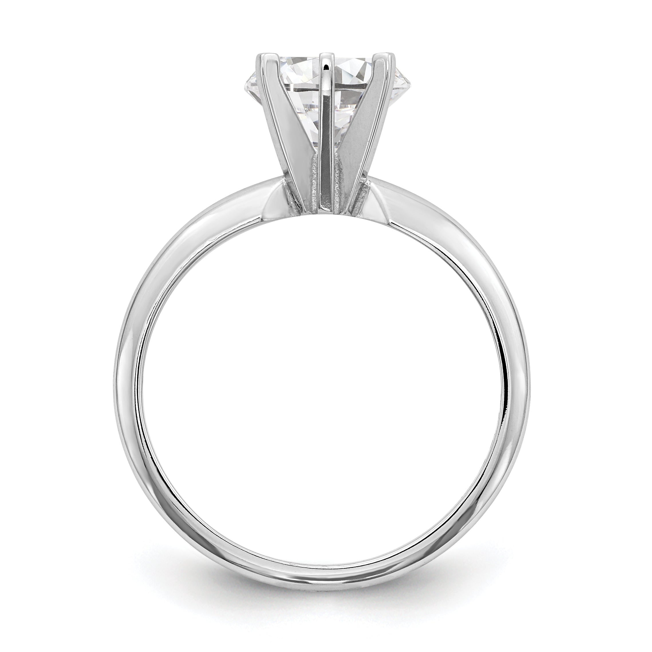 14k White Gold 2 carat Lightweight Half-Round 6-Prong Round Solitaire Ring Mounting (No Stone Included)