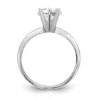 14k White Gold 1/8 carat Lightweight Half-Round 6-Prong Round Solitaire Ring Mounting (No Stone Included)