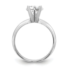 14k White Gold 1 carat Lightweight Half-Round 6-Prong Round Solitaire Ring Mounting (No Stone Included)