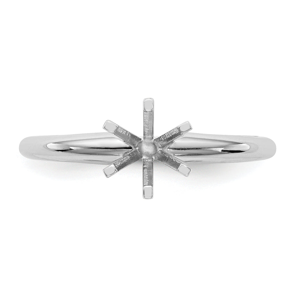 14k White Gold 1 carat Lightweight Half-Round 6-Prong Round Solitaire Ring Mounting (No Stone Included)