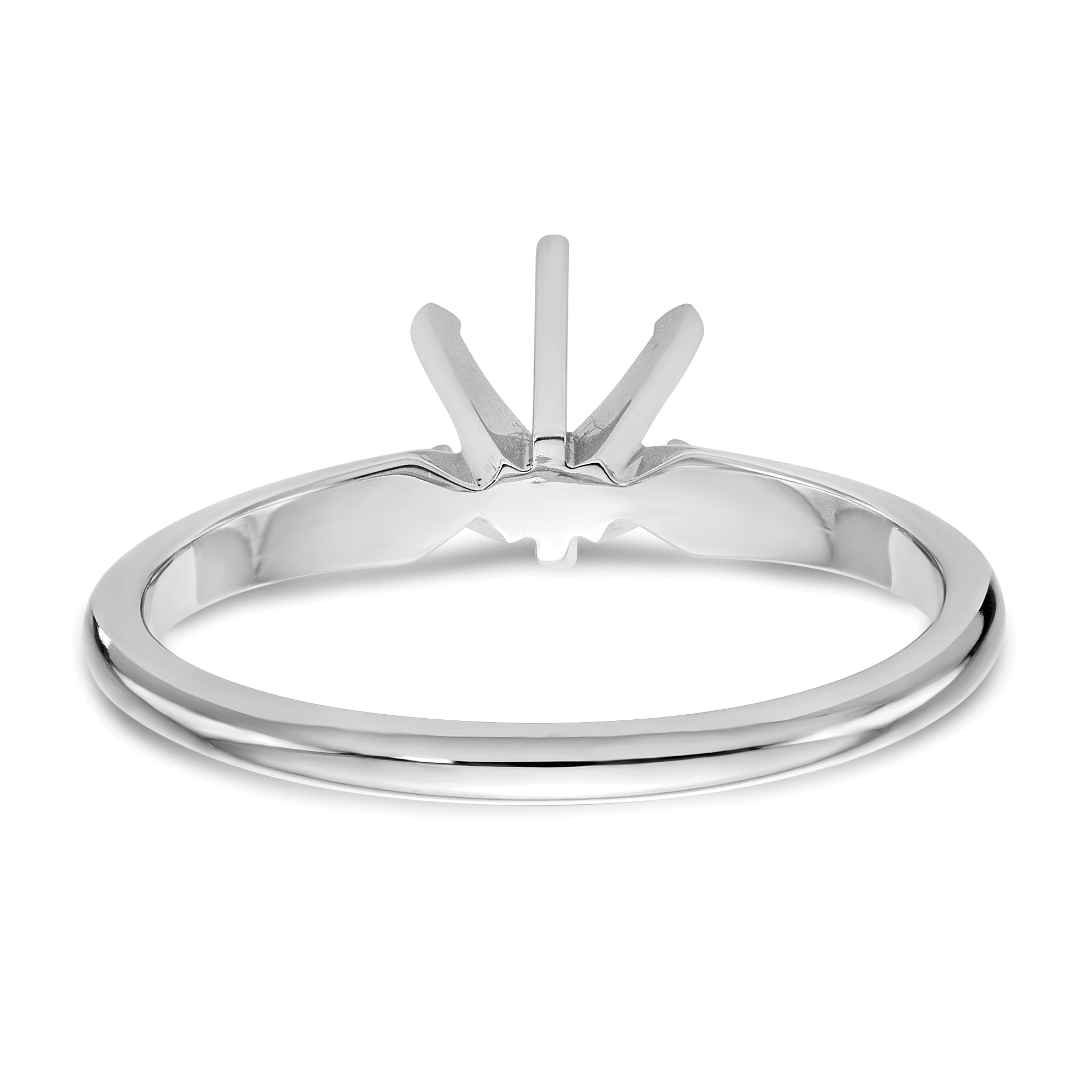 14k White Gold 1/3 carat Lightweight Half-Round 6-Prong Round Solitaire Ring Mounting (No Stone Included)