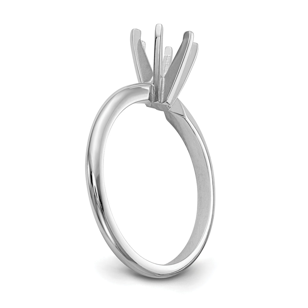 14k White Gold 1/4 carat Lightweight Half-Round 6-Prong Round Solitaire Ring Mounting (No Stone Included)