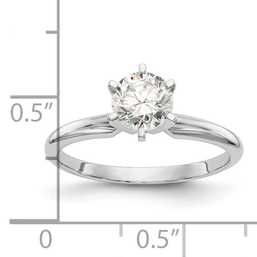 14k White Gold 1 carat Lightweight Half-Round 6-Prong Round Solitaire Ring Mounting (No Stone Included)