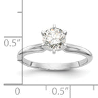 14k White Gold 1/2 carat Lightweight Half-Round 6-Prong Round Solitaire Ring Mounting (No Stone Included)