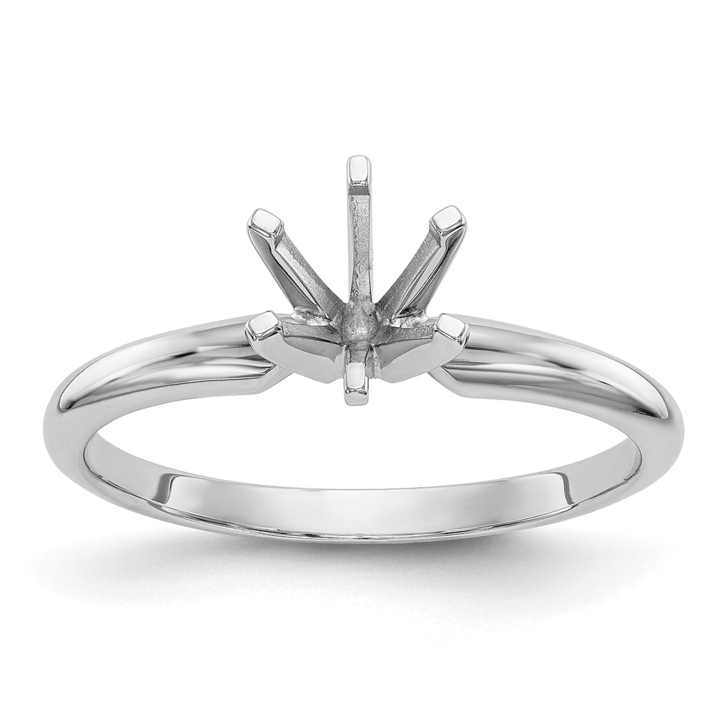 14k White Gold 1/3 carat Lightweight Half-Round 6-Prong Round Solitaire Ring Mounting (No Stone Included)