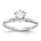 14k White Gold 3/16 carat Lightweight Half-Round 6-Prong Round Solitaire Ring Mounting (No Stone Included)
