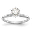 14k White Gold 1.25 carat Lightweight Half-Round 6-Prong Round Solitaire Ring Mounting (No Stone Included)