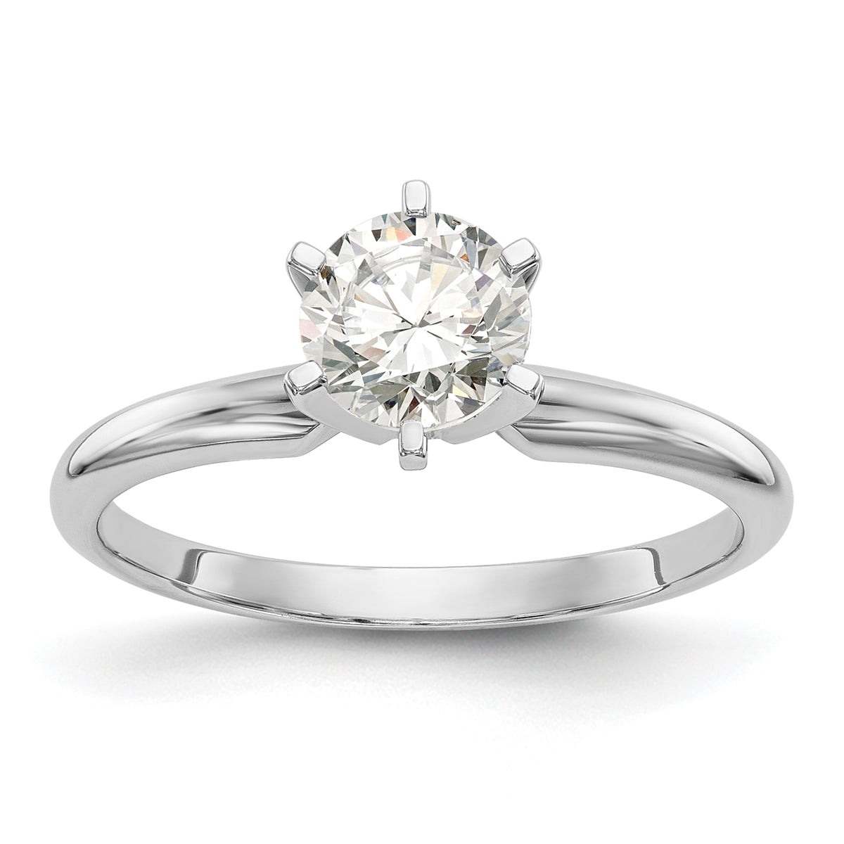 14k White Gold 1.25 carat Lightweight Half-Round 6-Prong Round Solitaire Ring Mounting (No Stone Included)