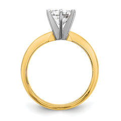 14k Two-Tone 1 carat Heavy-Weight Half-Round 6-Prong Round Solitaire Ring Mounting (No Stone Included)