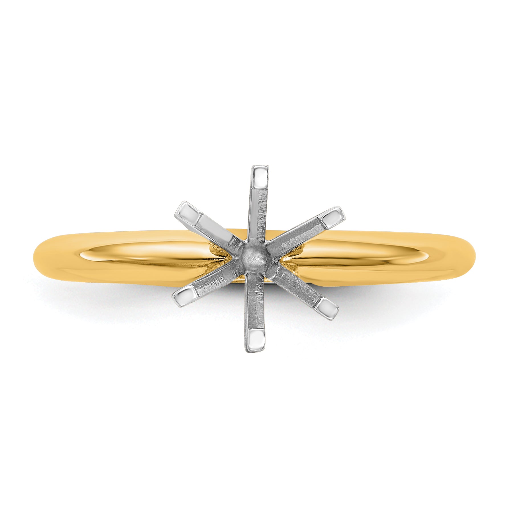 14k Two-Tone 1 carat Heavy-Weight Half-Round 6-Prong Round Solitaire Ring Mounting (No Stone Included)