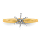14k Two-Tone 1/3 carat Heavy-Weight Half-Round 6-Prong Round Solitaire Ring Mounting (No Stone Included)