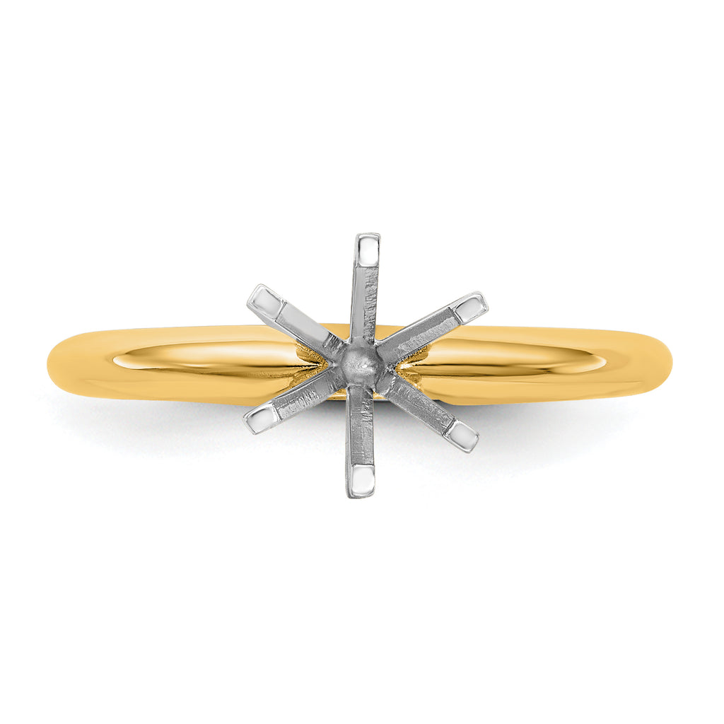 14k Two-Tone 1.5 carat Heavy-Weight Half-Round 6-Prong Round Solitaire Ring Mounting (No Stone Included)