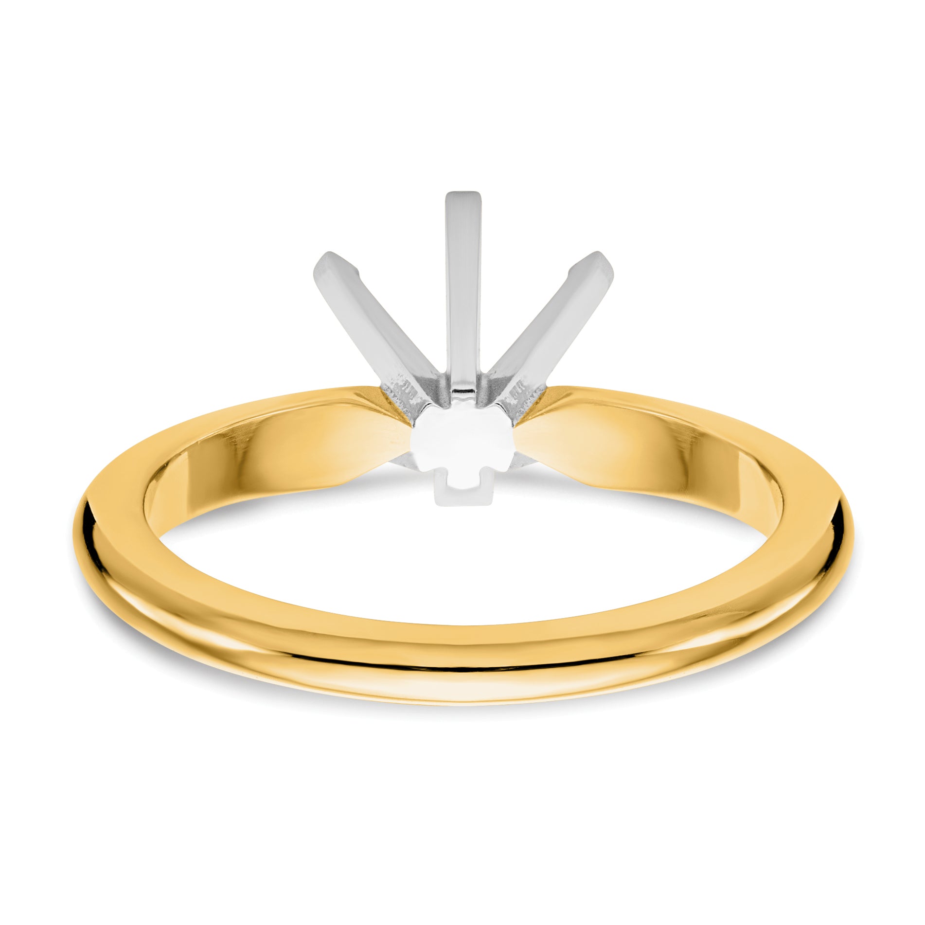 14k Two-Tone 1 carat Heavy-Weight Half-Round 6-Prong Round Solitaire Ring Mounting (No Stone Included)