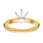14k Two-Tone 1/3 carat Heavy-Weight Half-Round 6-Prong Round Solitaire Ring Mounting (No Stone Included)