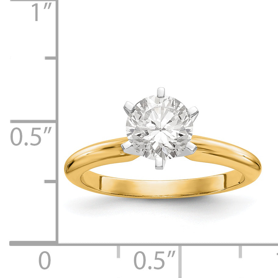 14k Two-Tone 1 carat Heavy-Weight Half-Round 6-Prong Round Solitaire Ring Mounting (No Stone Included)