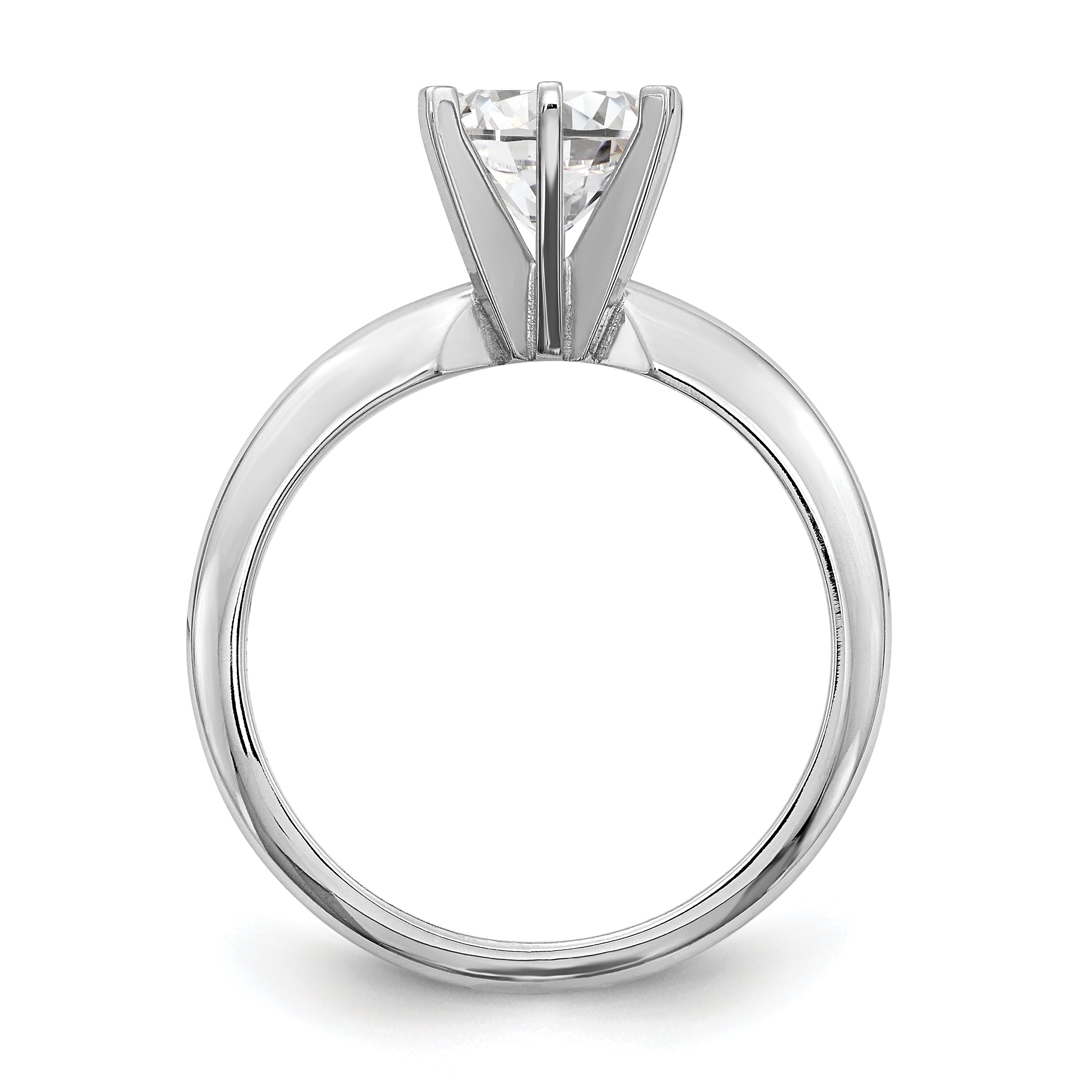 14k White Gold 1.25 carat Heavy-Weight Half-Round 6-Prong Round Solitaire Ring Mounting (No Stone Included)