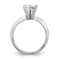 14k White Gold 1.25 carat Heavy-Weight Half-Round 6-Prong Round Solitaire Ring Mounting (No Stone Included)