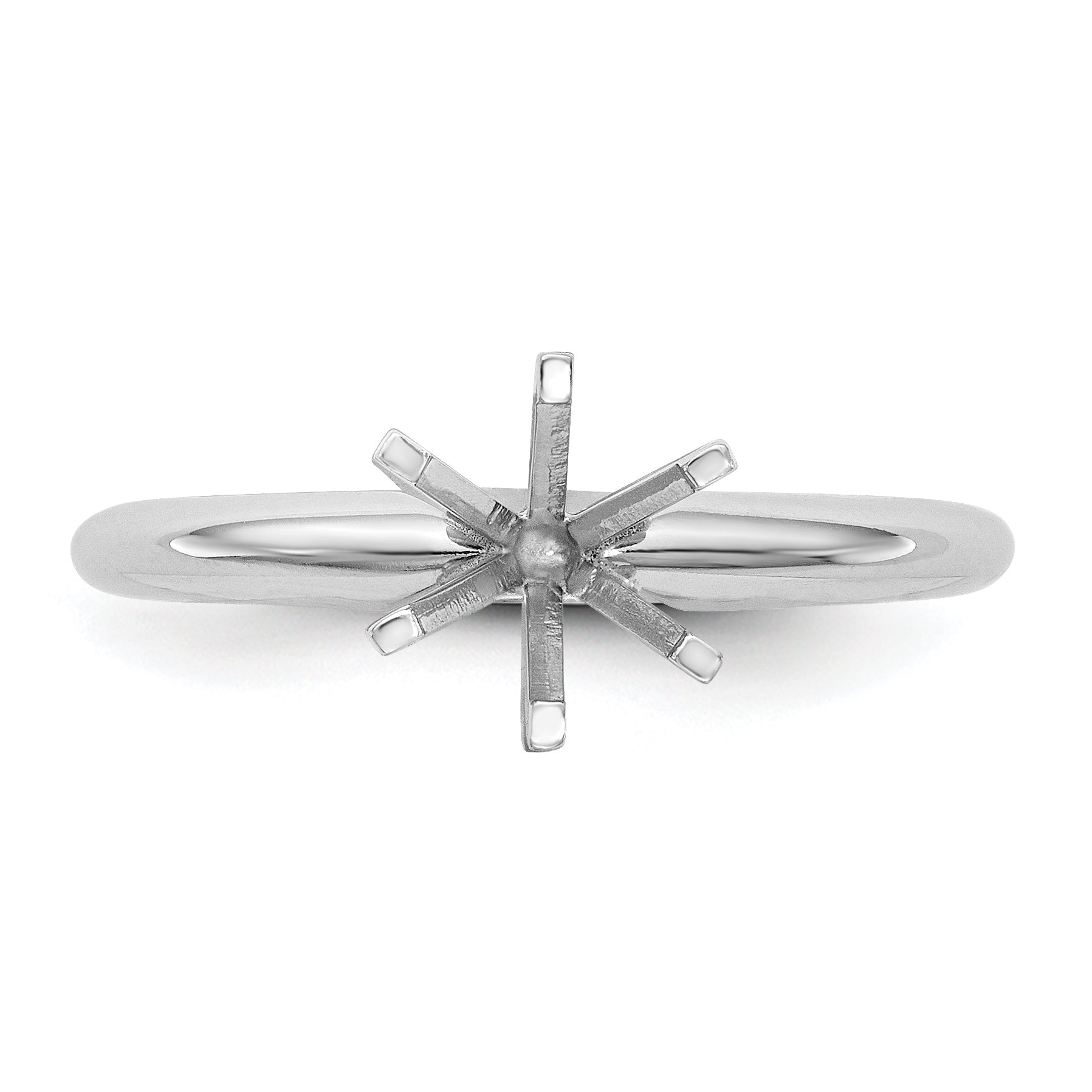 14k White Gold 1 carat Heavy-Weight Half-Round 6-Prong Round Solitaire Ring Mounting (No Stone Included)