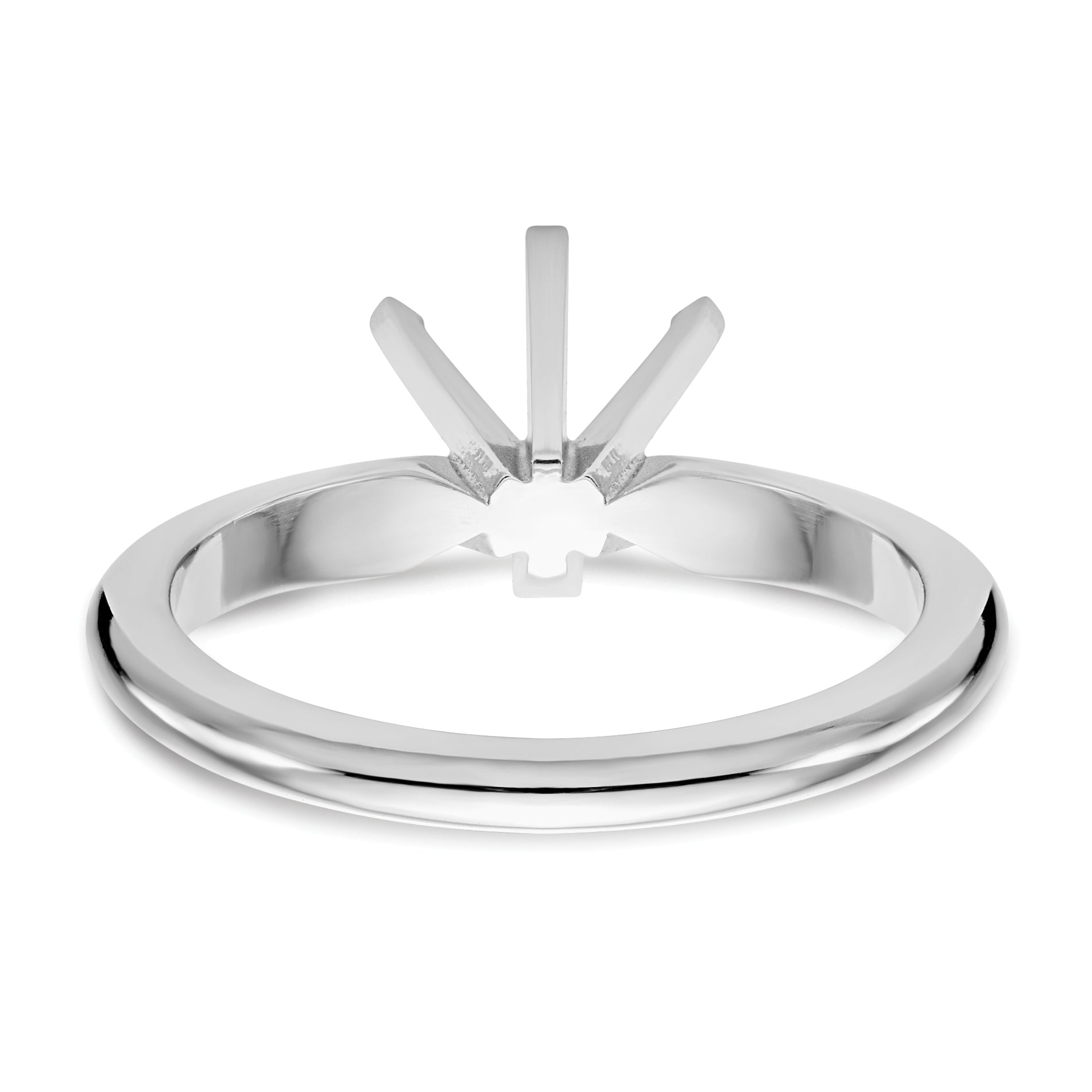 14k White Gold 1/4 carat Heavy-Weight Half-Round 6-Prong Round Solitaire Ring Mounting (No Stone Included)