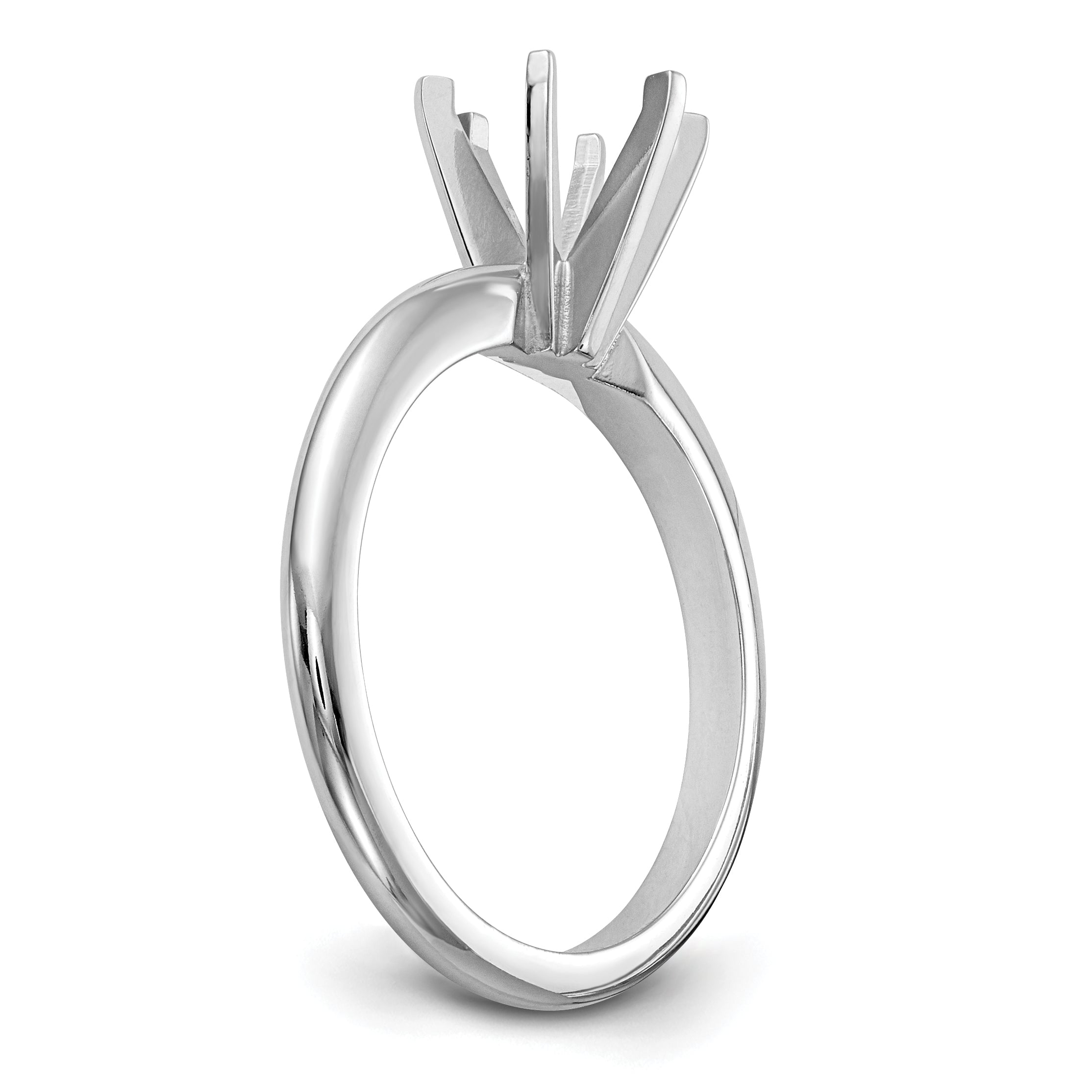 14k White Gold 1.25 carat Heavy-Weight Half-Round 6-Prong Round Solitaire Ring Mounting (No Stone Included)