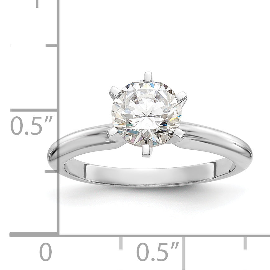 14k White Gold 1.25 carat Heavy-Weight Half-Round 6-Prong Round Solitaire Ring Mounting (No Stone Included)