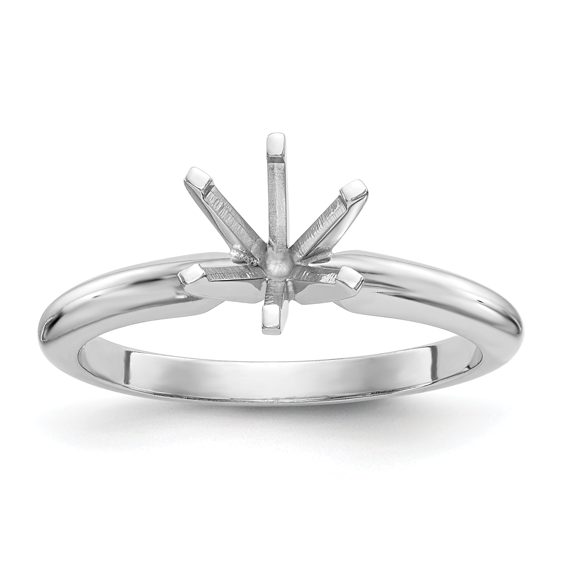 14k White Gold 1.25 carat Heavy-Weight Half-Round 6-Prong Round Solitaire Ring Mounting (No Stone Included)
