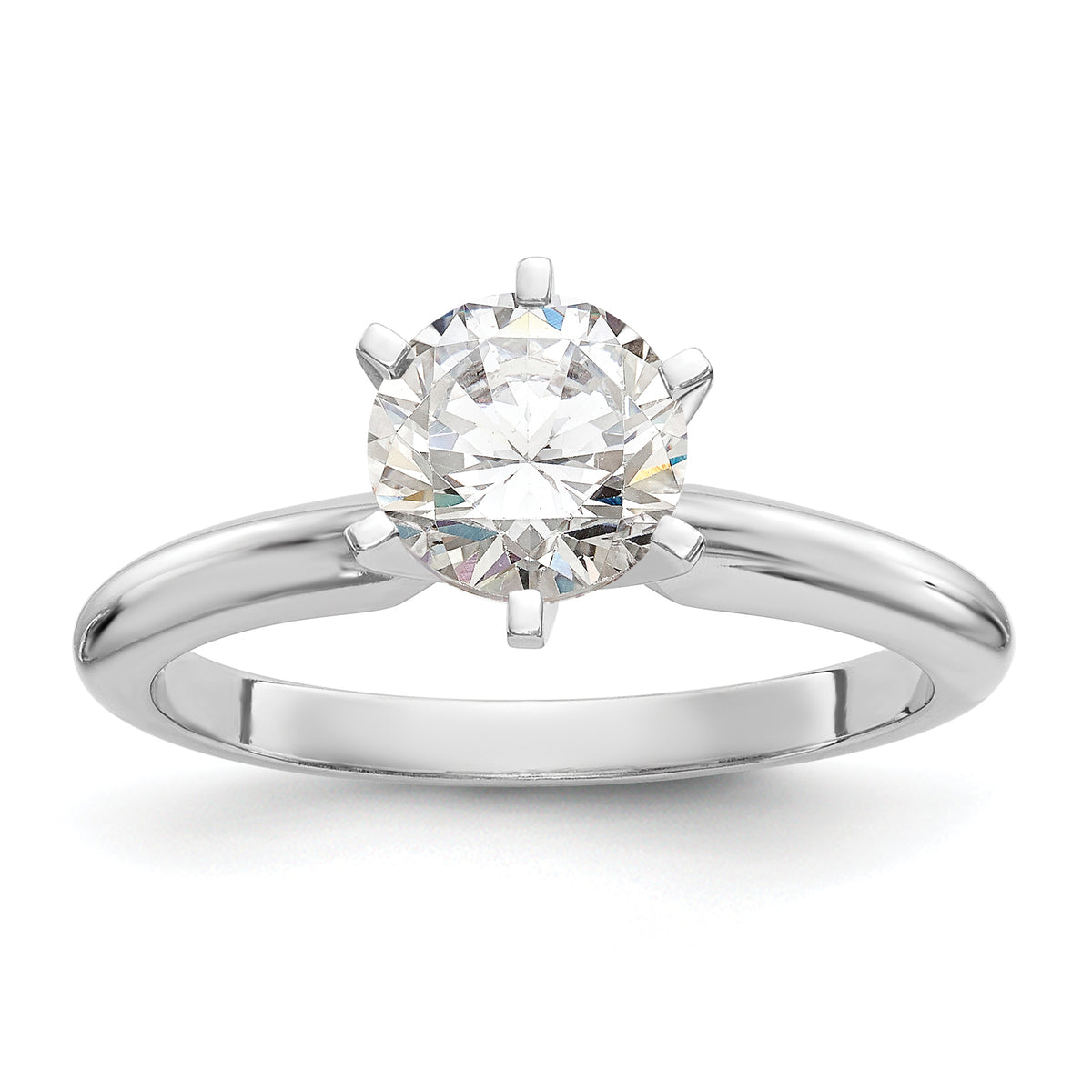 14k White Gold 1 carat Heavy-Weight Half-Round 6-Prong Round Solitaire Ring Mounting (No Stone Included)
