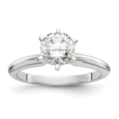 14k White Gold 1.25 carat Heavy-Weight Half-Round 6-Prong Round Solitaire Ring Mounting (No Stone Included)