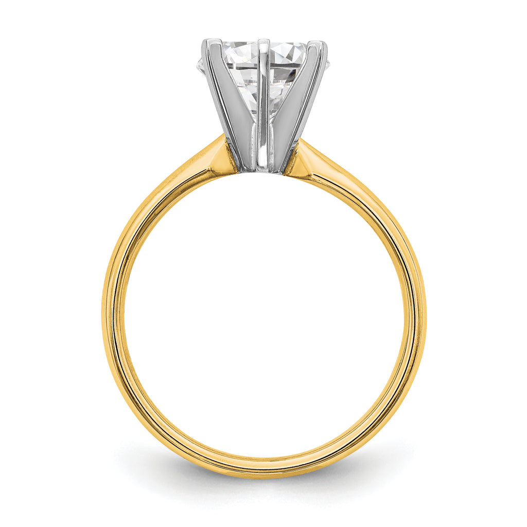 14k Two-Tone 1 carat Lightweight Comfort-Fit 6-Prong Round Solitaire Ring Mounting (No Stone Included)
