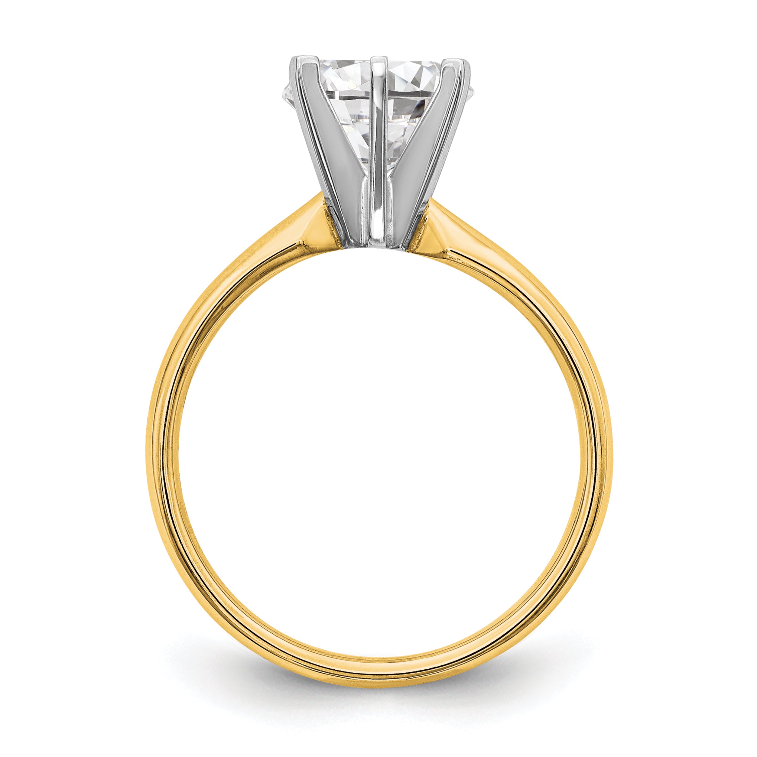 14k Two-Tone 1.25 carat Lightweight Comfort-Fit 6-Prong Round Solitaire Ring Mounting (No Stone Included)