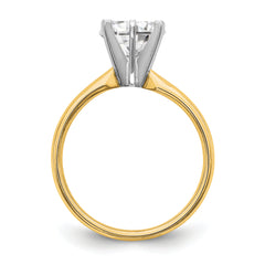 14k Two-Tone 1.25 carat Lightweight Comfort-Fit 6-Prong Round Solitaire Ring Mounting (No Stone Included)