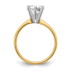 14k Two-Tone 1/4 carat Lightweight Comfort-Fit 6-Prong Round Solitaire Ring Mounting (No Stone Included)