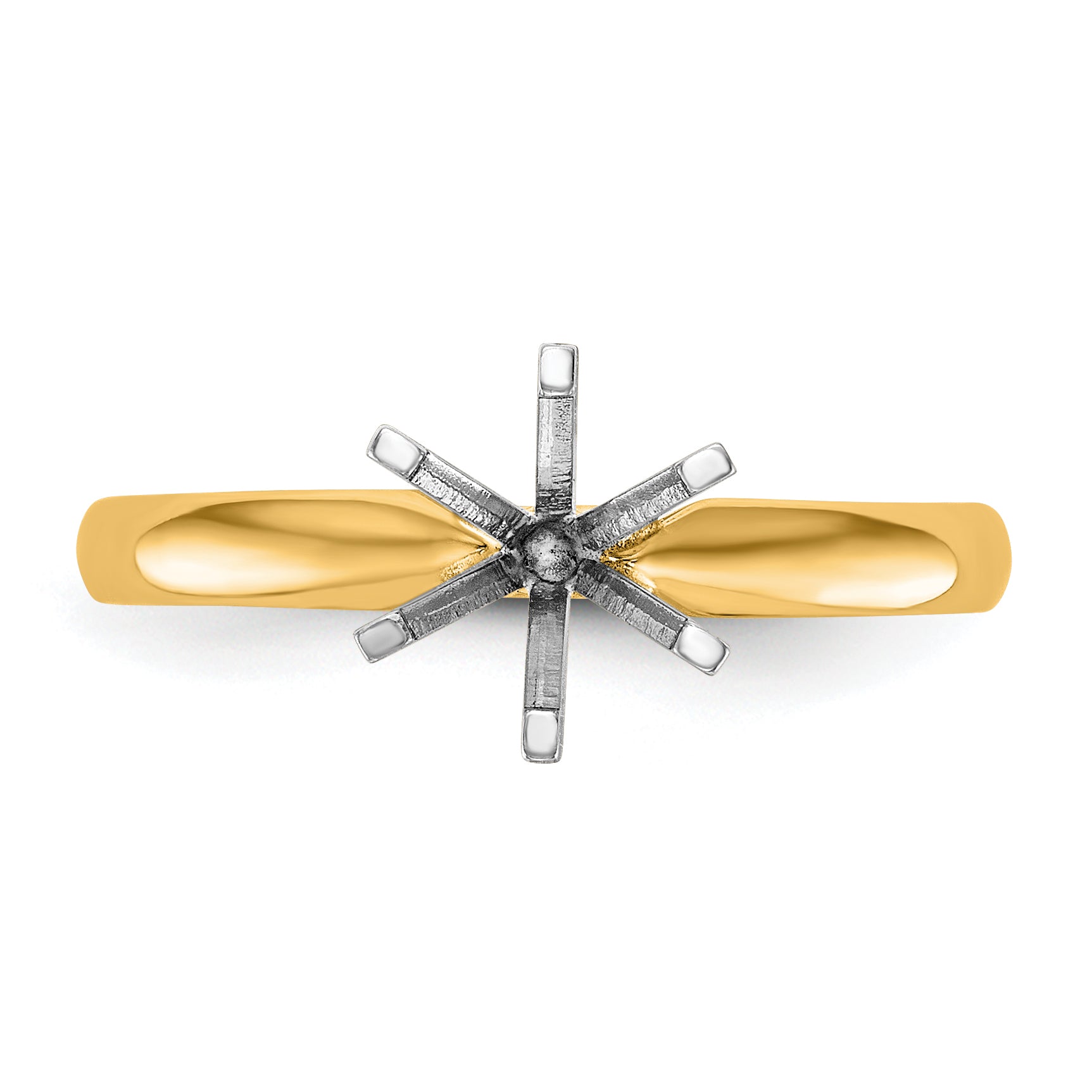 14k Two-Tone 1/2 carat Lightweight Comfort-Fit 6-Prong Round Solitaire Ring Mounting (No Stone Included)